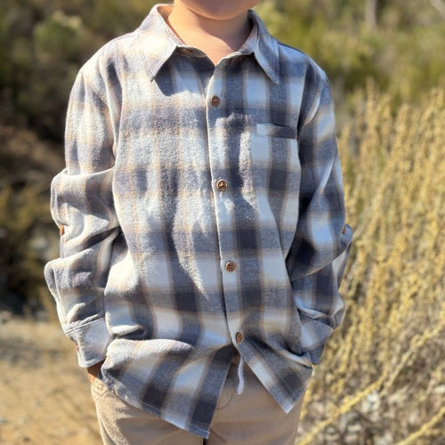 Me & Henry - Grey, White & Sand Plaid Shirt