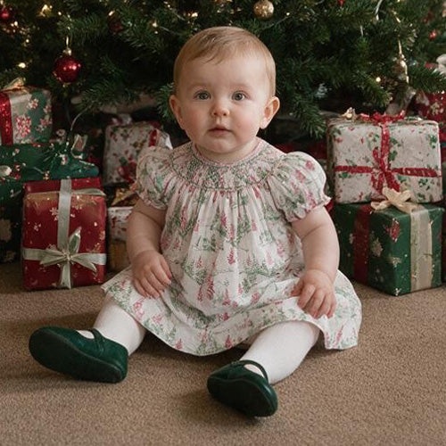 Anavini - Noel Toile Pink & Green Dress