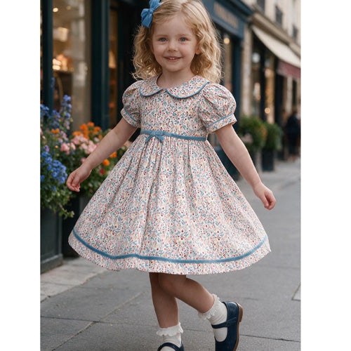 Cotton Kids - Blue Vines Empire Dress