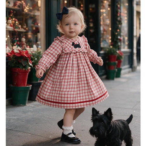 Cotton Kids - Red Plaid Scottie Dress