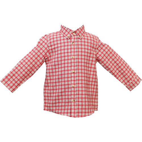 Cotton Kids - Red, Ivory & Black Plaid Shirt