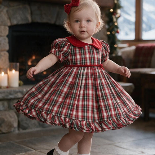Cotton Kids - Evergreen Tartan Holiday Dress
