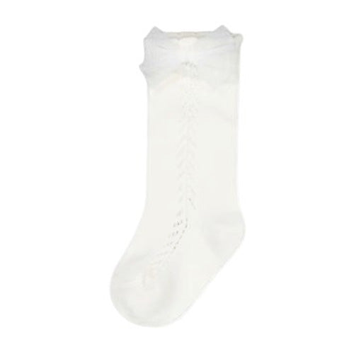 Mayoral - Winter White Bow Knee High Socks