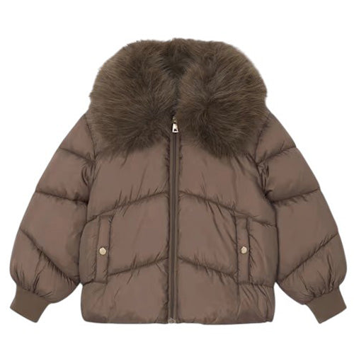 Mayoral - Chestnut Faux Fur Puffer Jacket