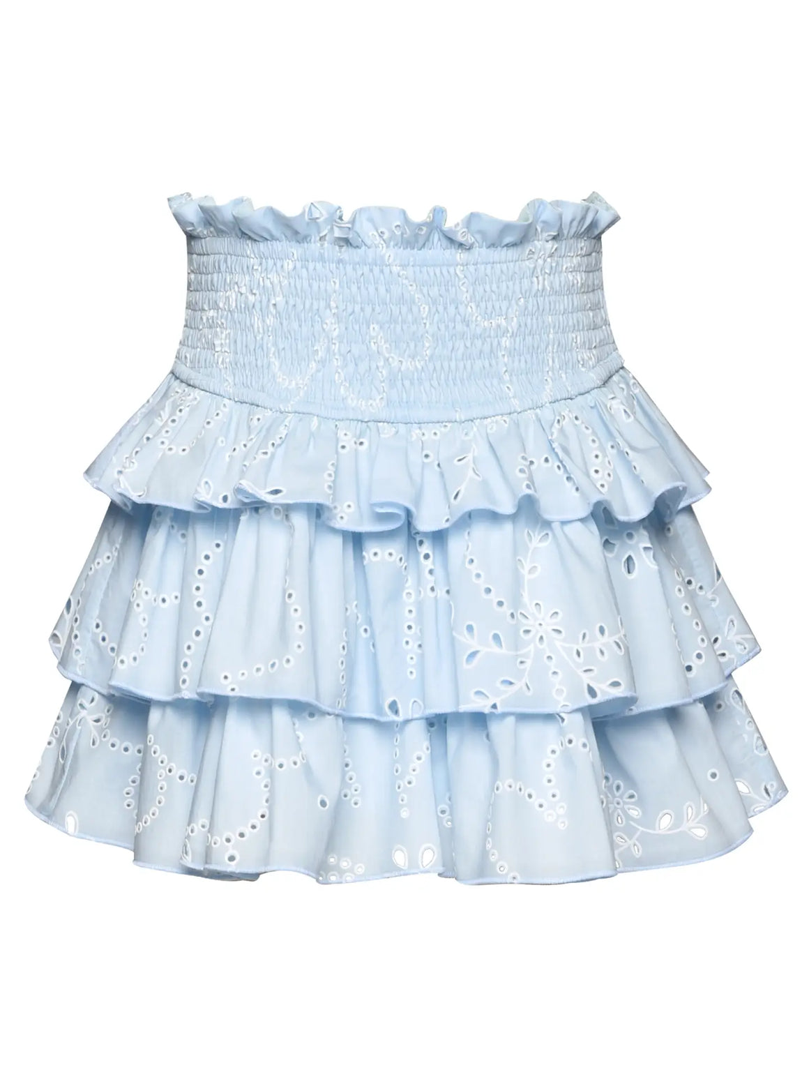 Hannah Banana Blue Eyelet 3 Tier Smocked Waist Skirt - PreOrder