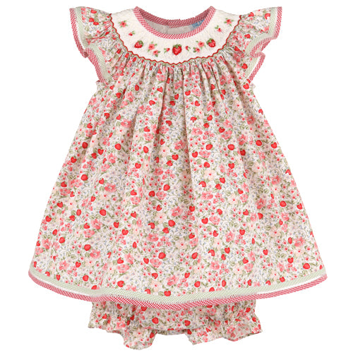 Luli & Me Strawberries Smocked Dress & Bloomers - SOLD OUT