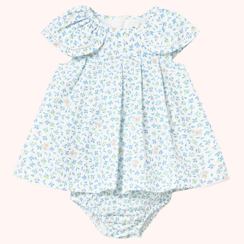 Mayoral Blue Floral Dress with Bloomers