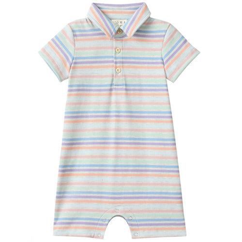 Me & Henry Peach & Blue Stripe Romper