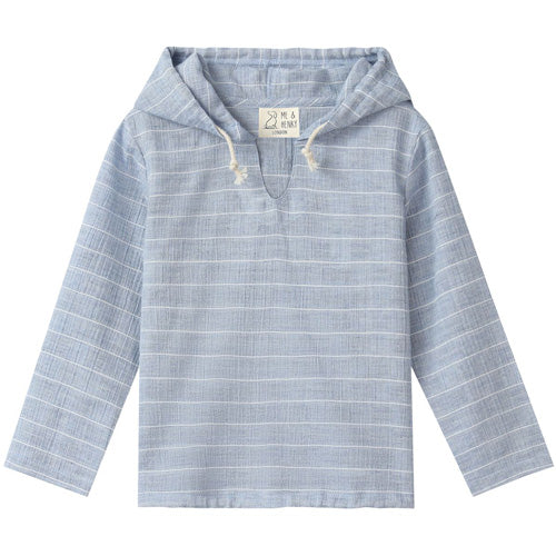 Me & Henry St. Ives Chambray Blue Plaid Hooded Top