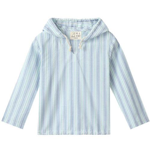 Me & Henry St. Ives Chambray Blue & White Stripe Hooded Top - arriving soon
