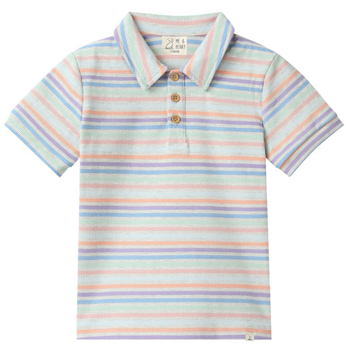 Me & Henry Peach Stripe Polo Shirt - SALE