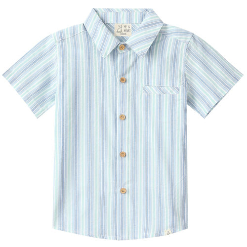 Me & Henry Newport Chambray Blue & Mint Stripe Shirt