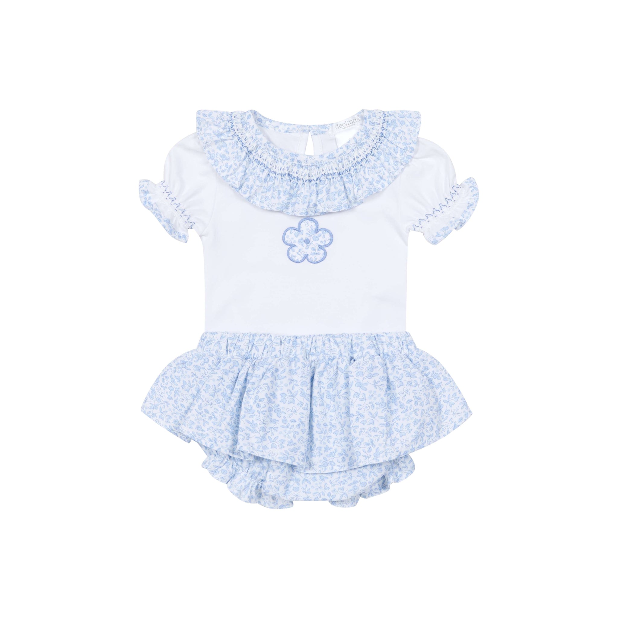 Deolinda "Camila"  Blue Floral Top and Bloomer Skirt