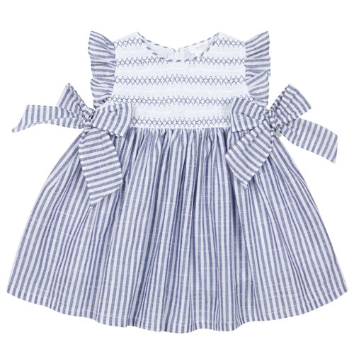 Deolinda "Mariana" Lt Navy and White Stripe Smocked Dress